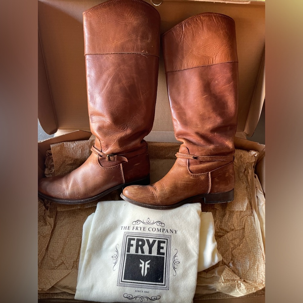 Frye leather knee high brown boots